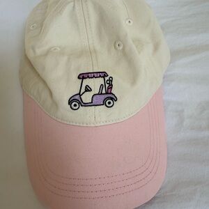 Women’s Golf Cart Embroidered Cap - Pink and Cream